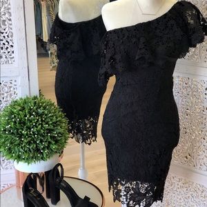 One shoulder crochet mini dress LBD